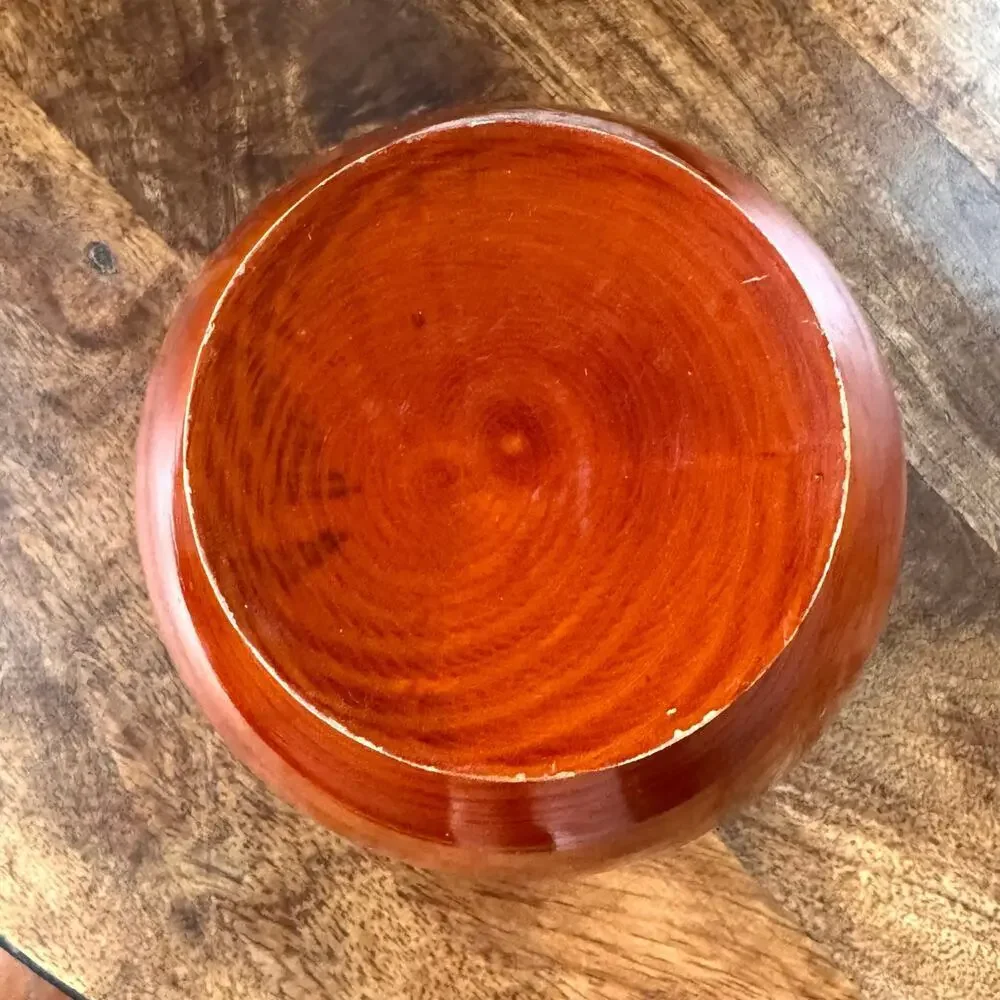 Vintage Hand Turned Wood Vase Lacquered Handmade Rustic Planter Glossy 5” - Picture 8 of 9
